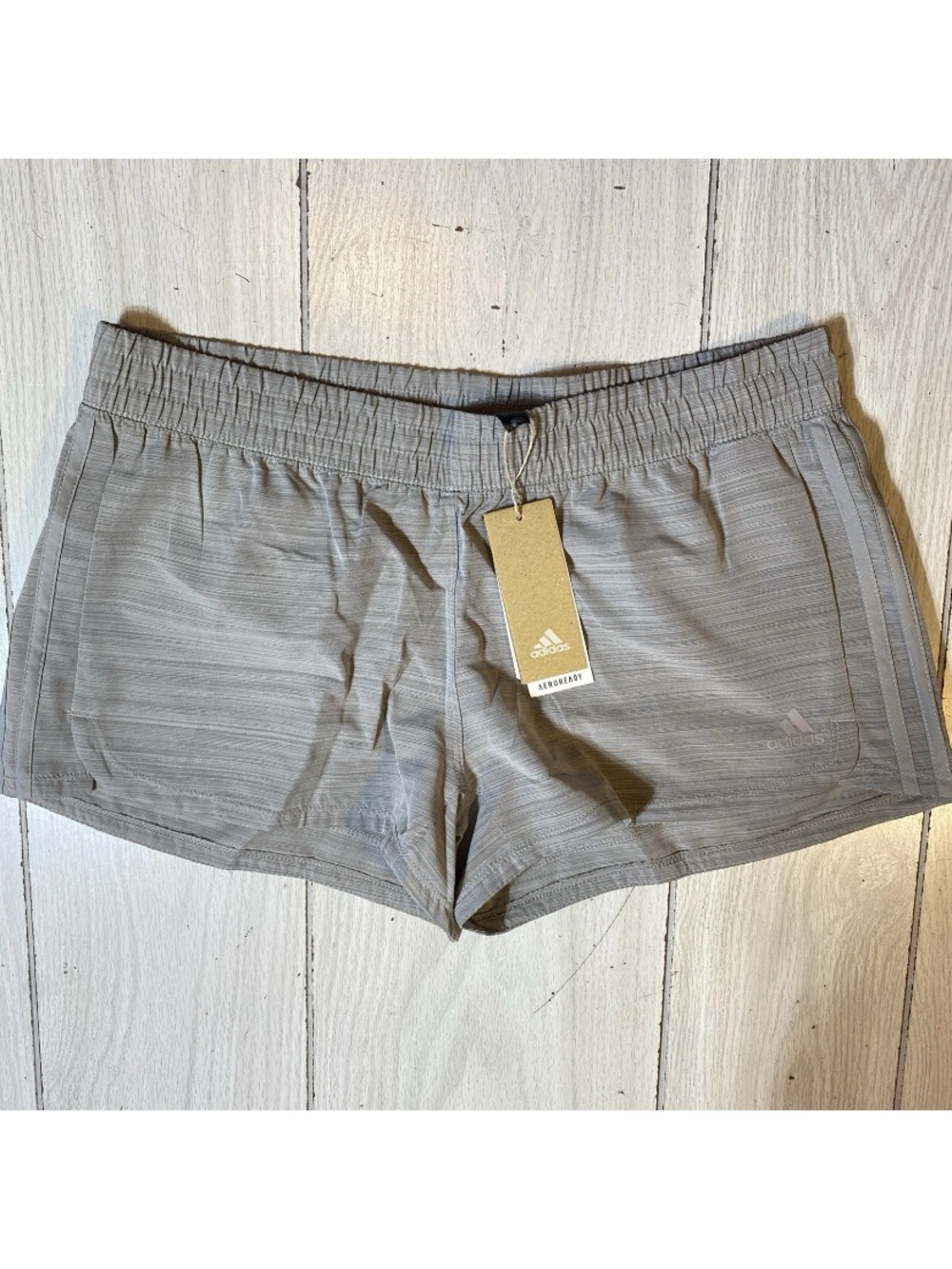 NWT Adidas HTHR WVN Pacer Training Athletic Shorts Women's Size L Gray Aeroready
